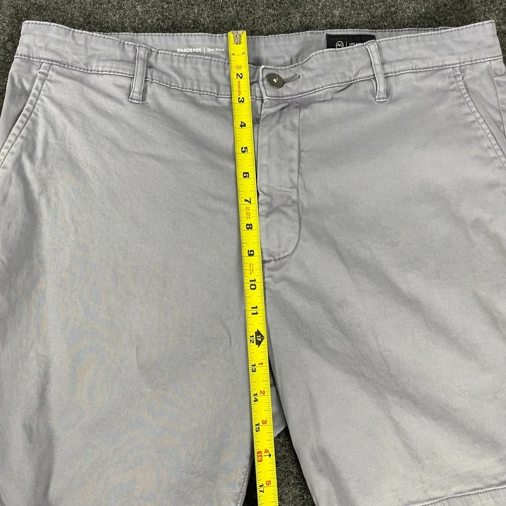 AG Wanderer Slim Shorts Mens 38 Gray Stretch Chino Casual Flat Front